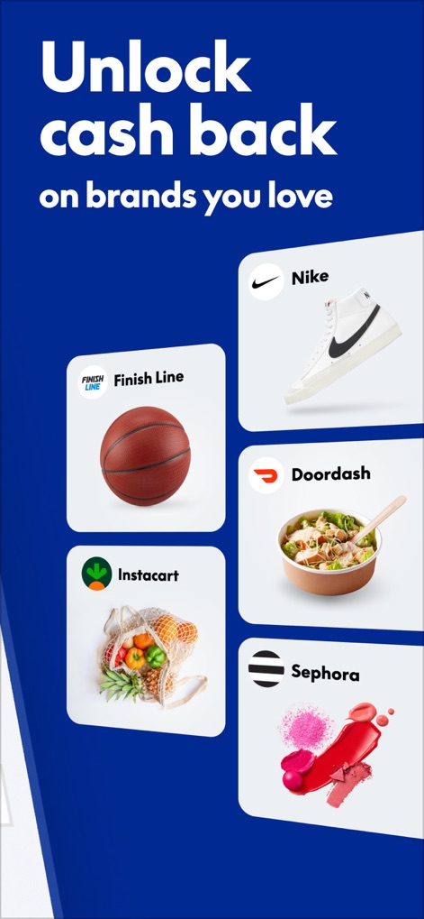 PayPal - Pay, Send, Save - Discover how this tool presents opportunities to 'Unlock cash back' with integrated partner brands, featuring examples such as 'Nike' and 'Doordash'.