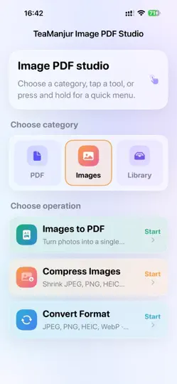 Captura de pantalla de TeaManjur Image And PDF en iPhone 6