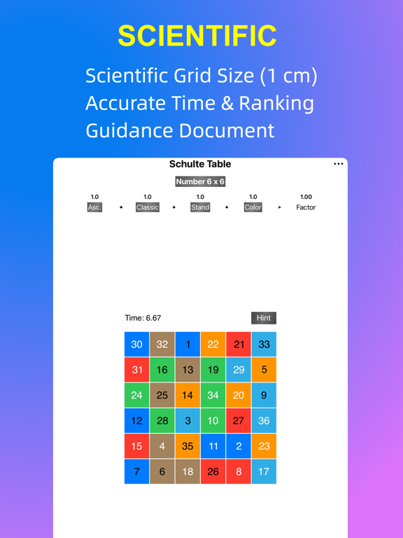 Schulte Table iPad screenshot 2 - Education app