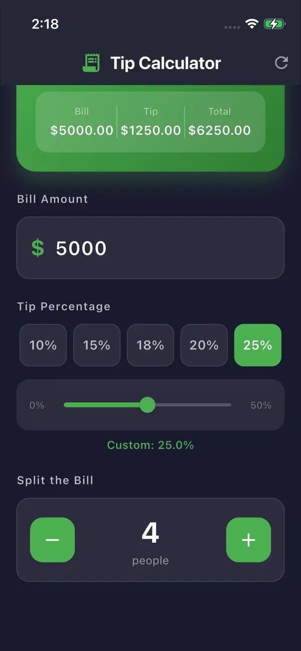 #3. Tip Calculator - SLOX (iOS) By: SEOKWON YANG