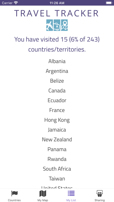 Travel Tracker - Where Next? Screenshot