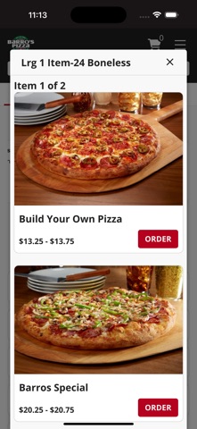 Barro’s Pizza app screenshot