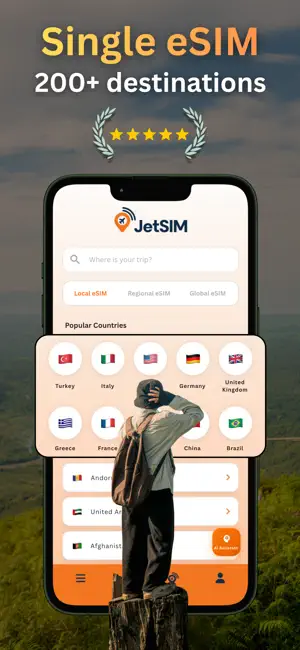 eSIM for Travel & Data: JetSIM screenshot 1