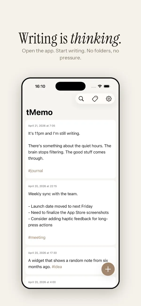 Screenshot #1 pour tMemo: Jot to Think