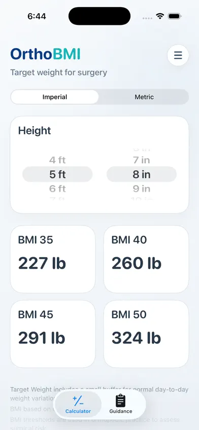 OrthoBMI – BMI Calculator screenshot 1