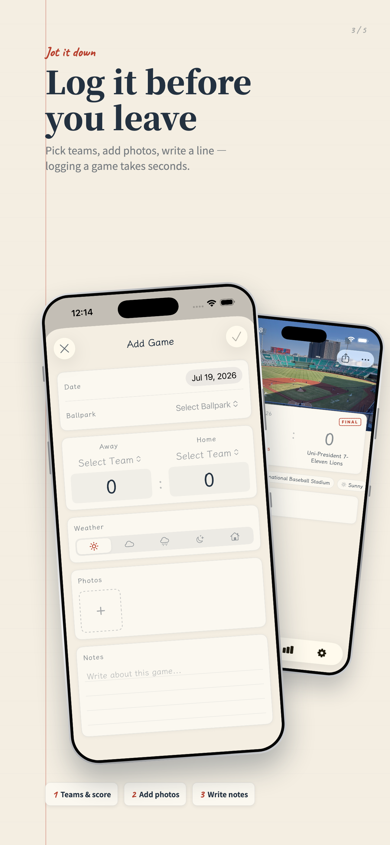 Ballpark Journal screenshot 3