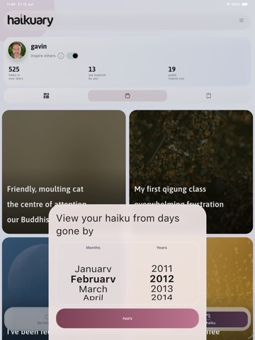 haiku diary iPad screenshot