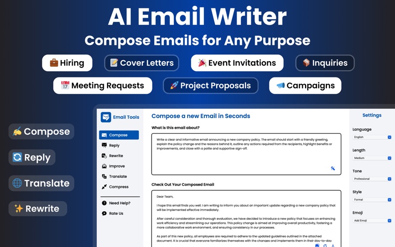 AI Email Writer • GenMail iPhone screenshot