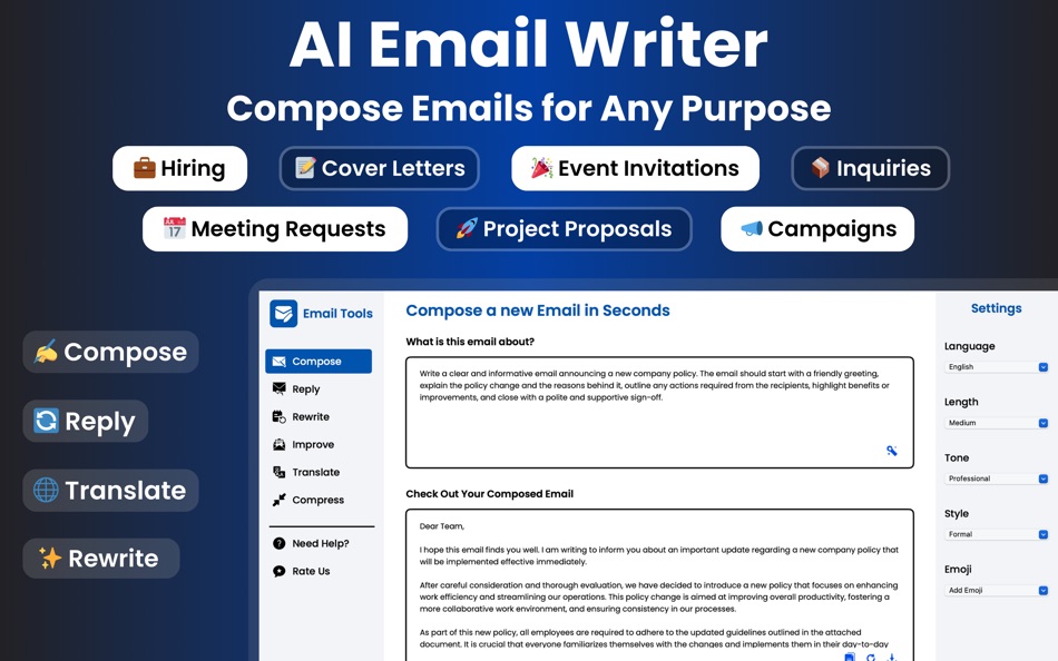 #1. AI Email Writer • GenMail (macOS) Bởi: Rab Nawaz Ali