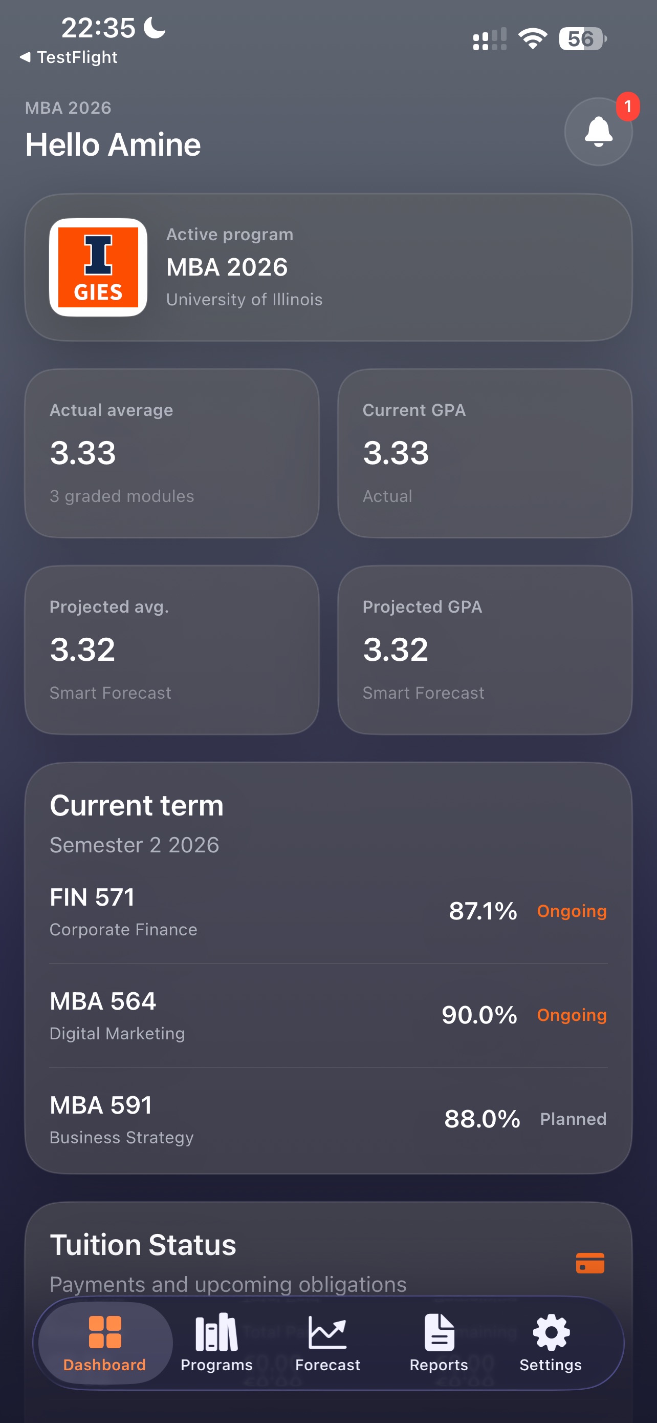 Screenshot 1 of GradeForecast