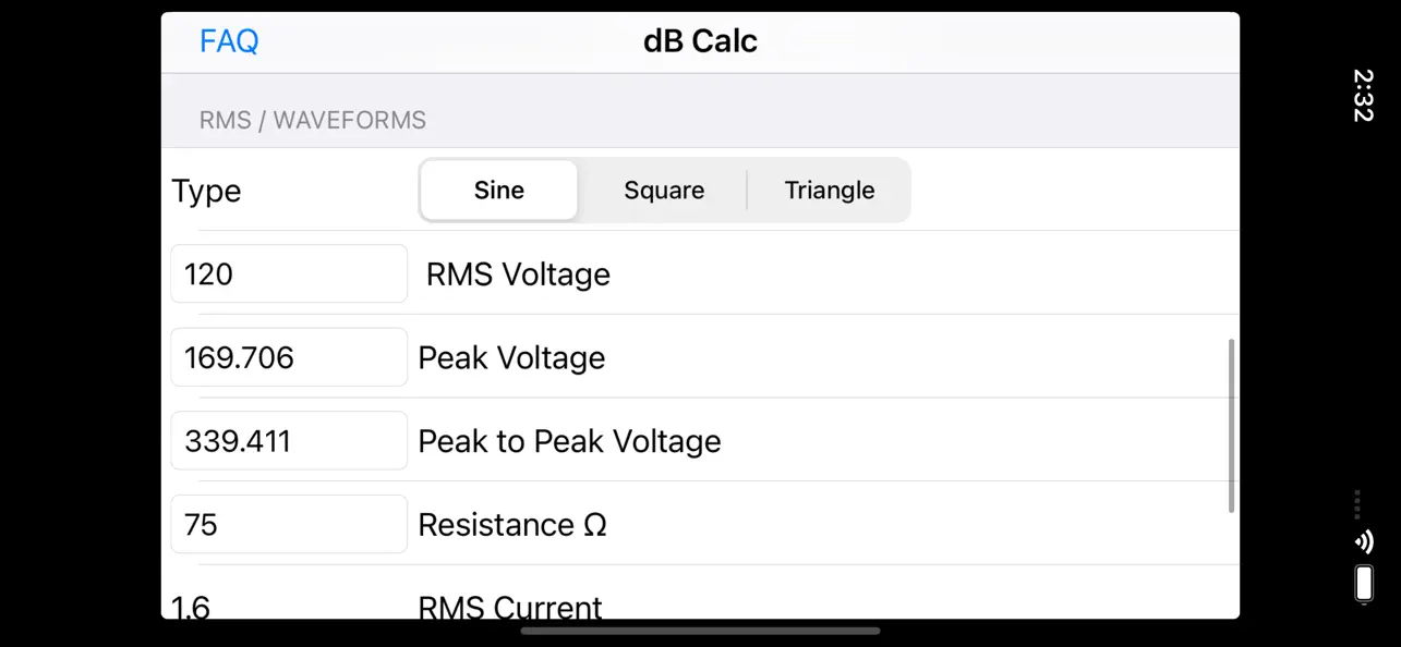 #3. dB Calc (iOS) Ved: Black Cat Systems
