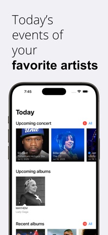 ArtistShot - Albums & Concerts app screenshot
