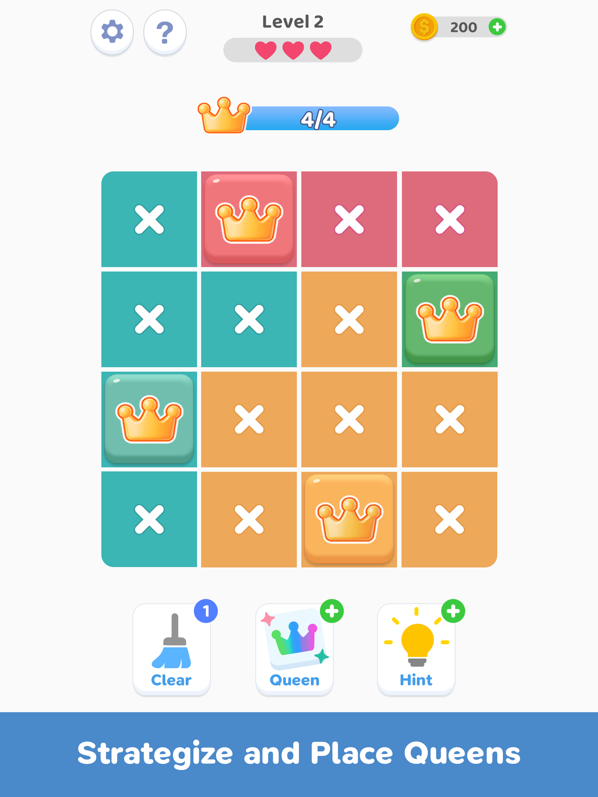 Place Queens - Logic Puzzle