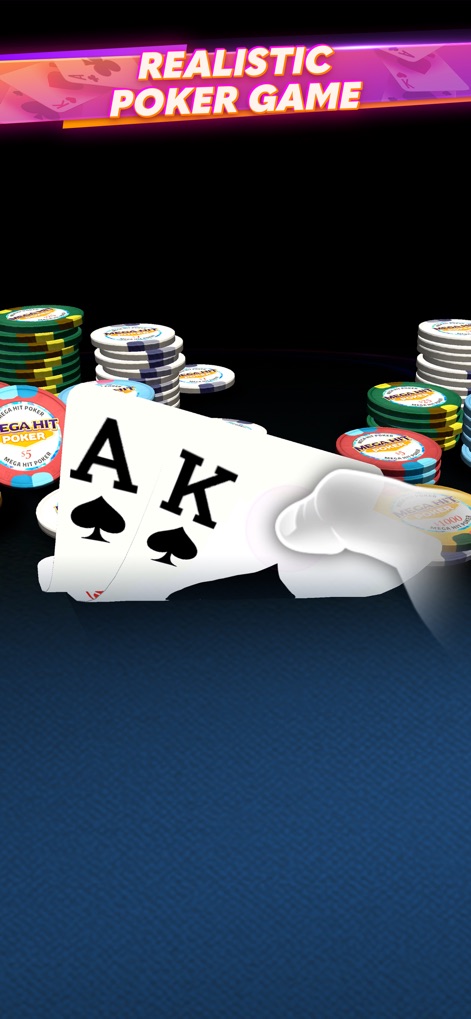 Mega Hit Poker: Texas Holdem - The app features lifelike card graphics and detailed chip stacks, immersing users in an authentic poker environment.