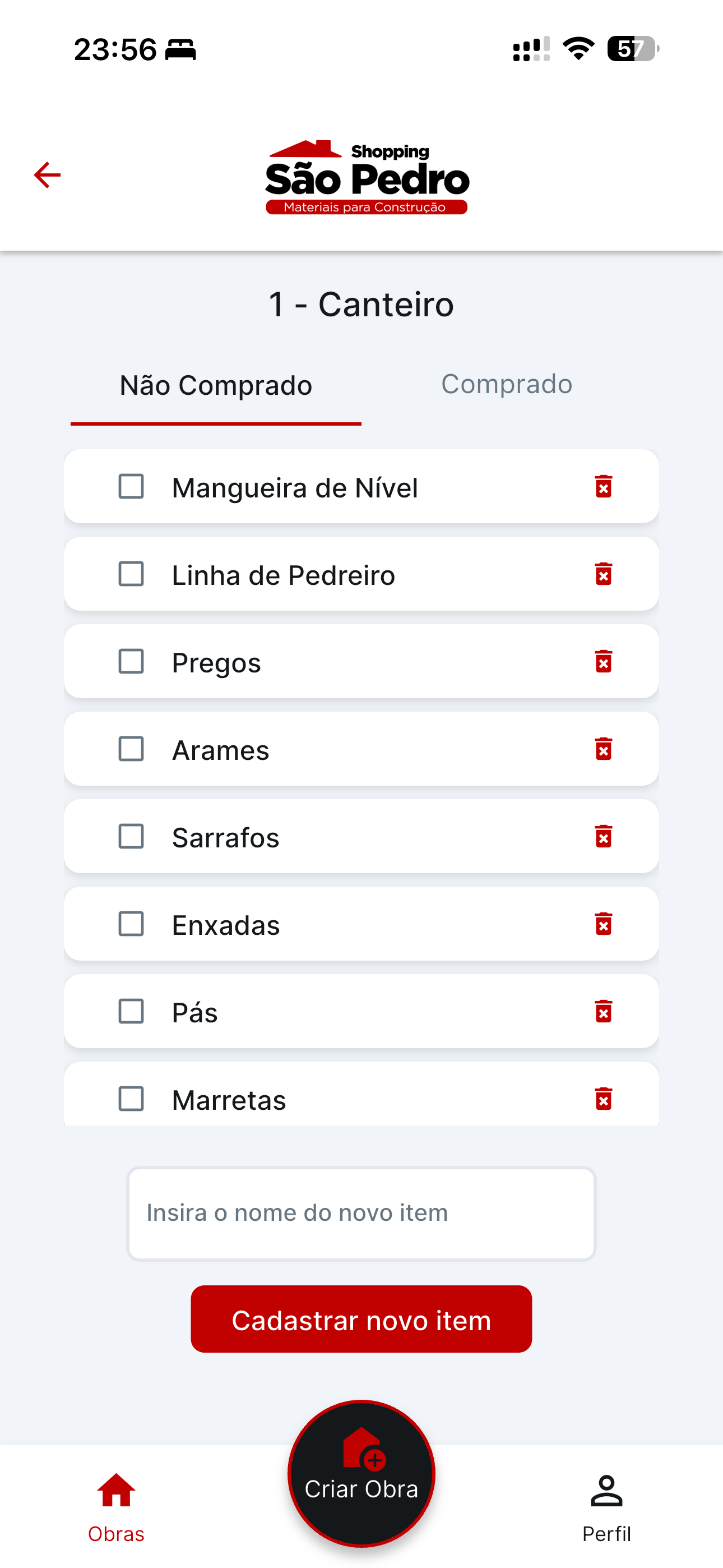 Checklist de Obras - São Pedro