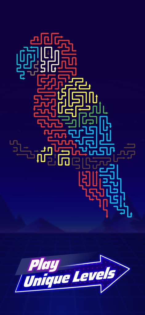Arrow Game: Color Escape - La aplicación sorprende con patrones únicos, como un loro detallado, y la complejidad se revela a través de sus intrincados colores y caminos.