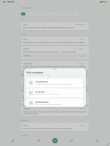 inkling — dream journal, notes iPad screenshot