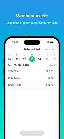 Fieberprotokoll screenshot