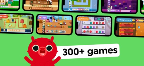 Code Land: Kids Coding Games - Cet outil propose des centaines de défis répartis dans divers mondes thématiques, illustrant la variété des thèmes de jeu (logique, motifs, programmation) et la diversité des mécanismes comme les blocs de code.