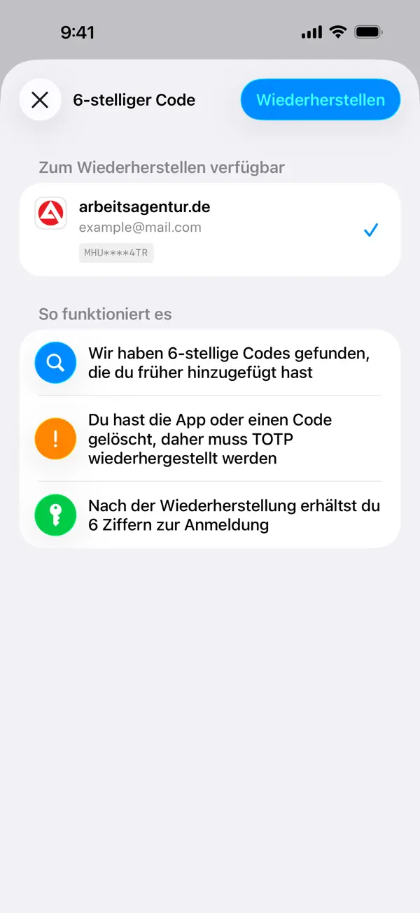TOTP Authenticator iPhone App Screenshot 3 – Dienstprogramme