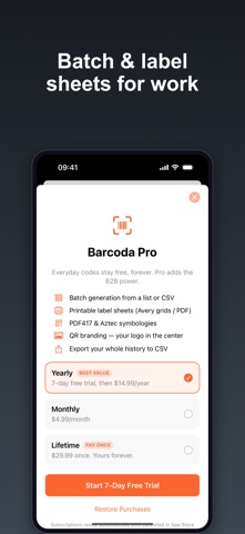 Barcoda – Barcode Generator iPhone screenshot