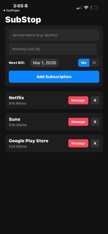 SubStop : Private Sub Tracker screenshot
