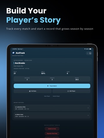 Volleyball Player Statistics iPad screenshot