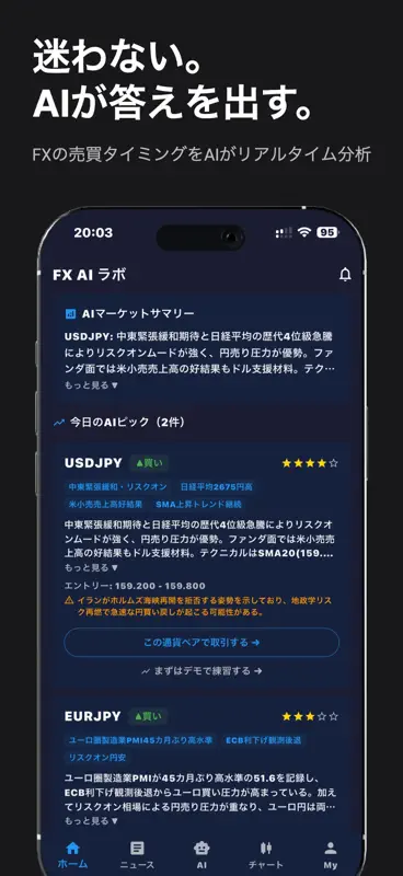 FX AI ラボ｜AI分析・チャット・デモトレード screenshot 1 of 8