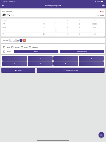 CrickMatch - Live Scorer iPad screenshot 2