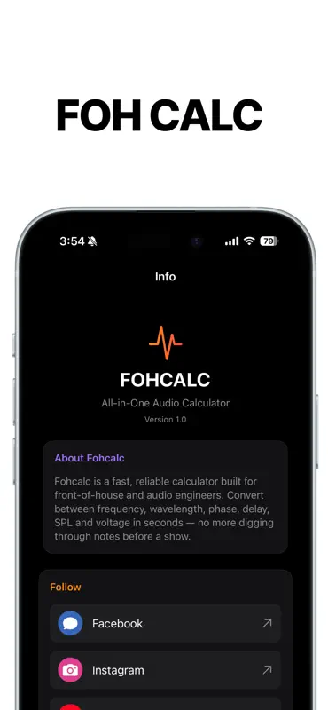 FOH CALC screenshot 1 of 3