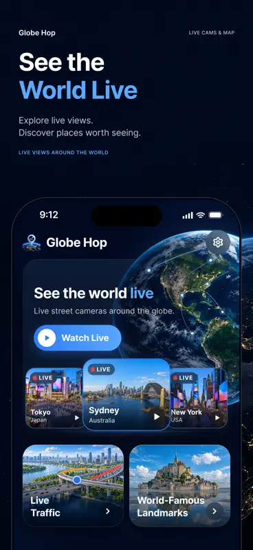 Globe Hop: Live Cams & Map screenshot 1 of 6