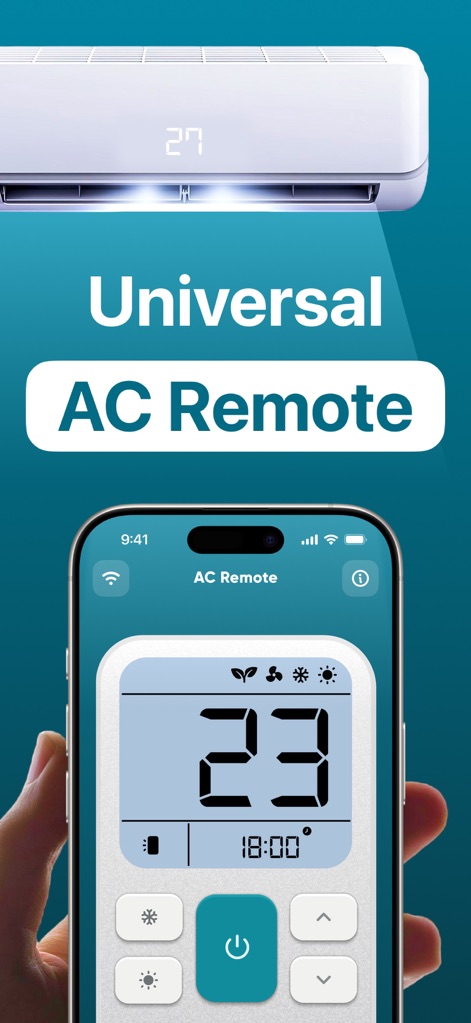 AC Remote・Air Conditioner - Users can effortlessly manage their climate with the intuitive digital remote interface, which prominently displays the current temperature and an integrated timer function for scheduled control.
