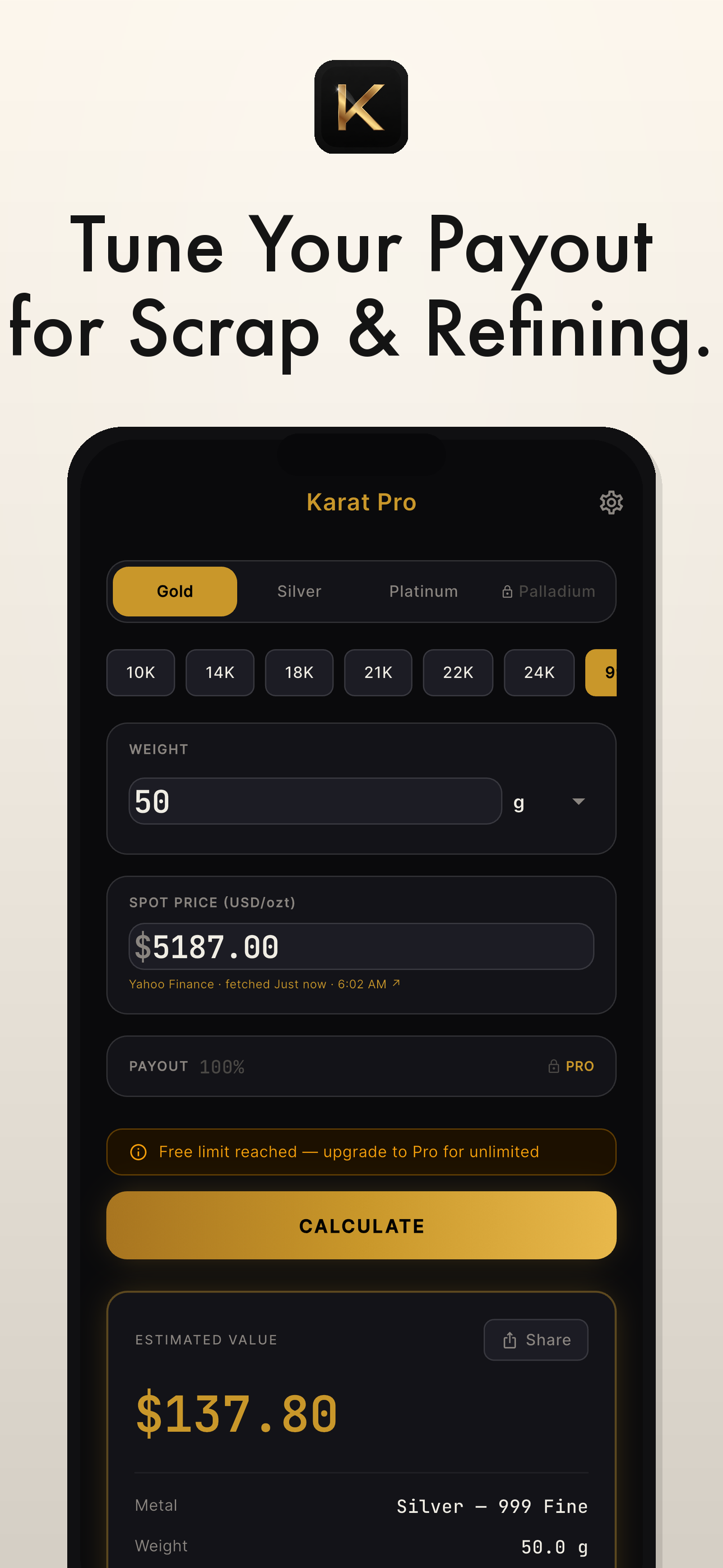 Karat Pro: Gold Calculator