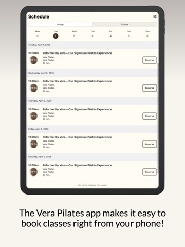 Vera Pilates iPad screenshot