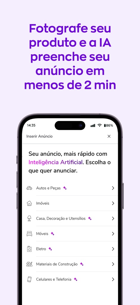 OLX - Comprar e vender online - 出品画面では、AIが商品情報を自動入力することで、出品プロセスが大幅に簡素化されています。