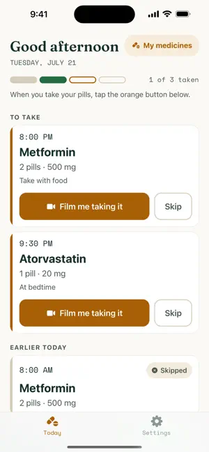 Pill Tracker: Video Proof screenshot 1
