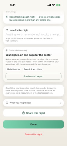 CoughWise: Night Cough Log Screenshot 4 of 6