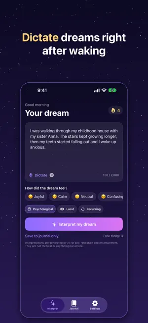 AI Dream Interpreter. Analysis screenshot 4