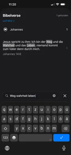 Suche nach Bibelversen in der Notiz-Bibel App