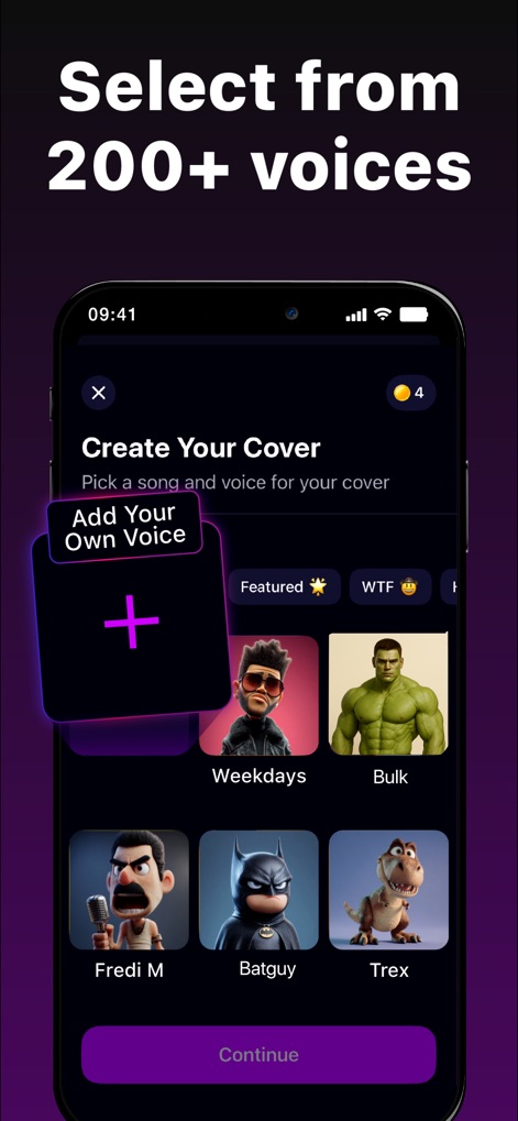 Banger for Artists: AI Music - This tool provides an extensive gallery of diverse AI voice options for covers and the unique ability for users to add their own voice.