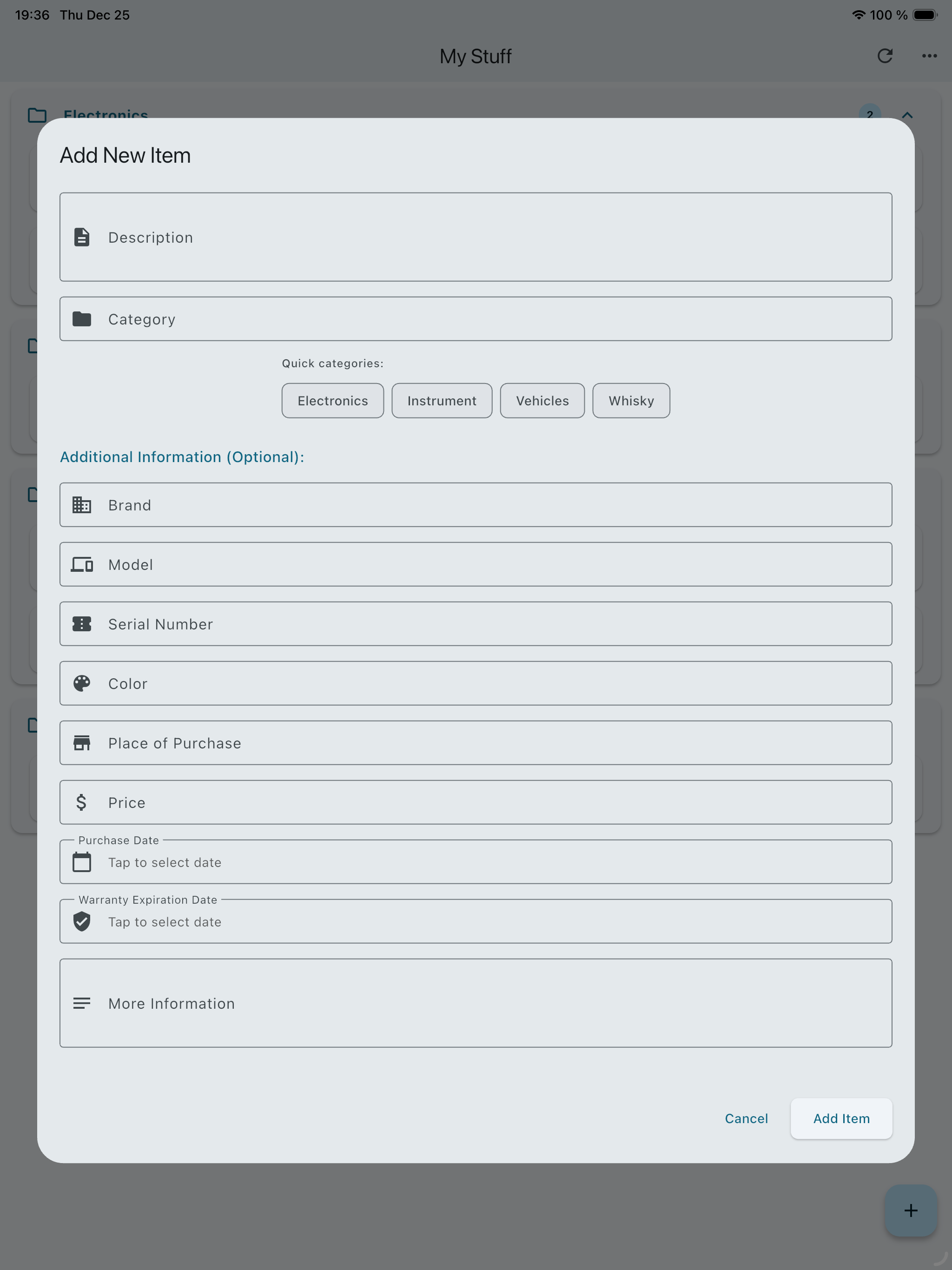 My Stuff - keep track of stuff