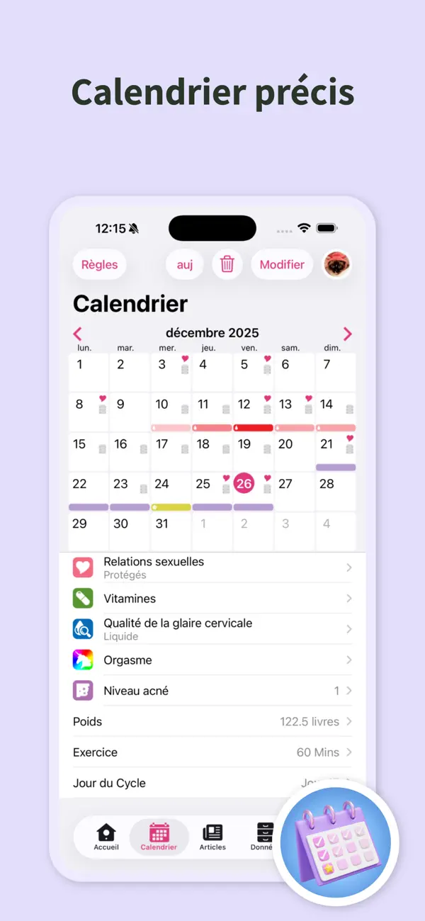 Screenshot #2 pour Period Tracking Calendar
