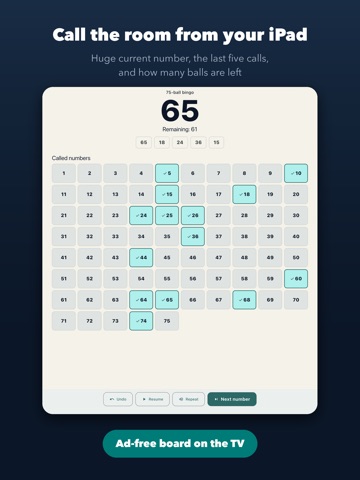 Bingo Caller: 75 & 90 Ball iPad screenshot