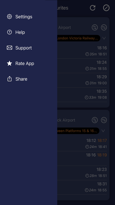 On Rails train times & widget Screenshot