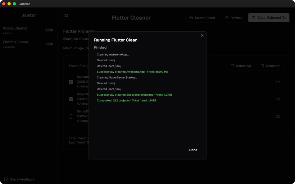 #4. Janitor - dev cleaner (macOS) Oleh: Pincode