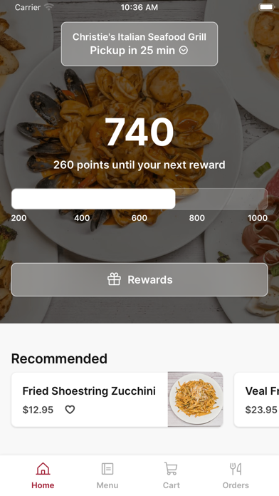 Christie's Italian Grill app screenshot