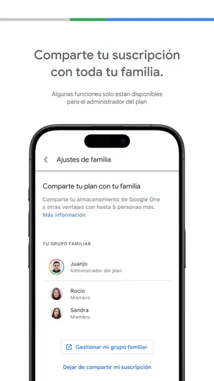 Captura de pantalla de Google One en iPhone 5