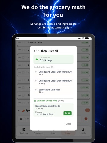 Lightning Fast Meal Planner iPad screenshot