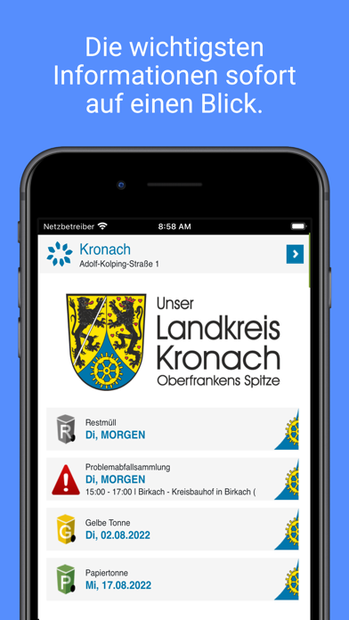 Screenshot #1 pour Landkreis Kronach Abfall-App