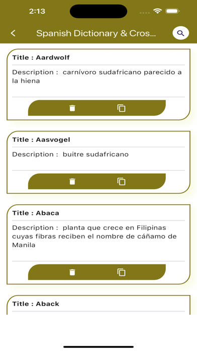 Spanish Dictionary & Crossword Screenshot